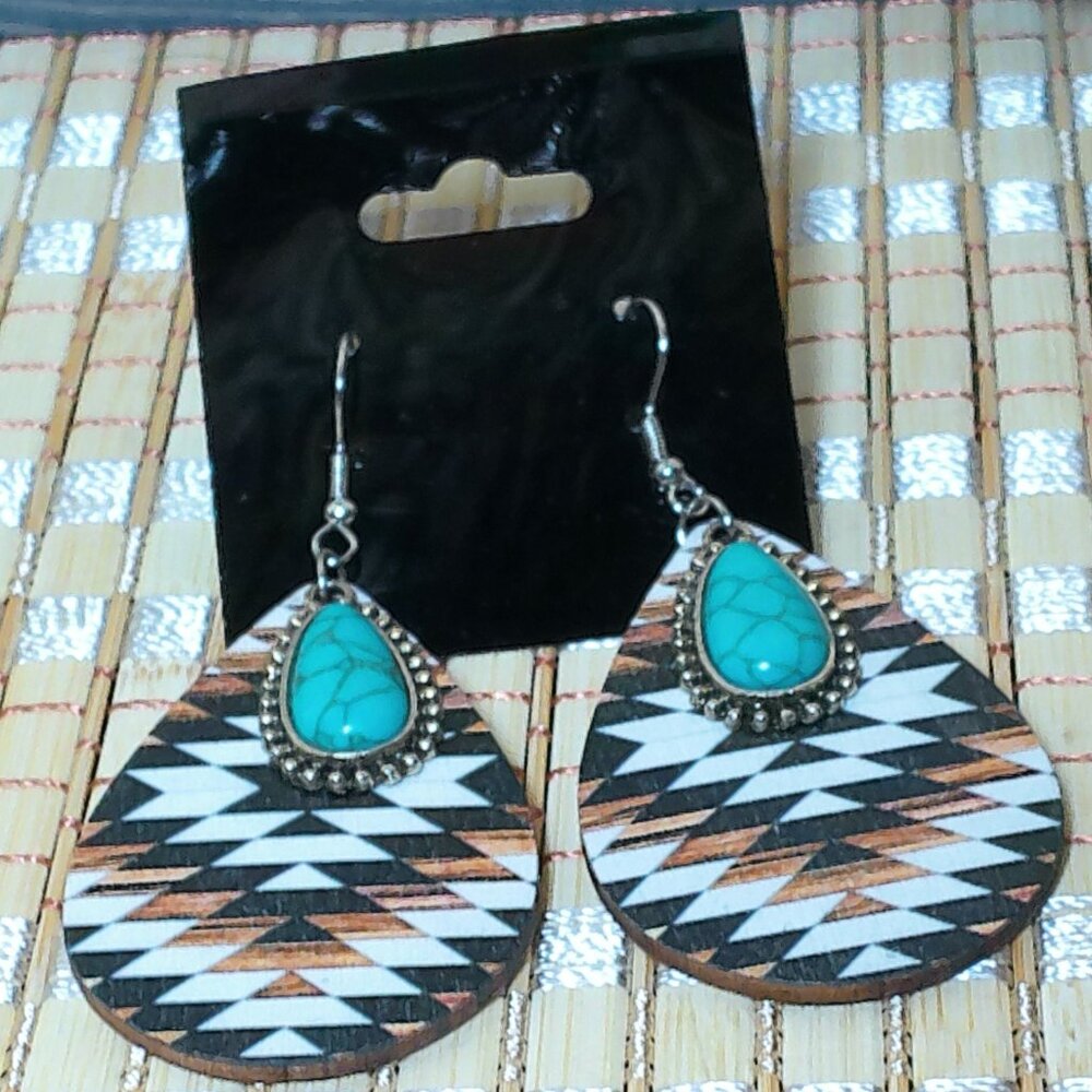 Southwestern Motif with Turquoise Focal Earrings